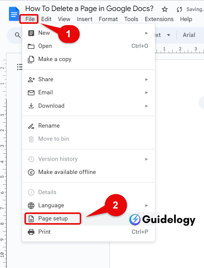Delete a Page In Google Docs