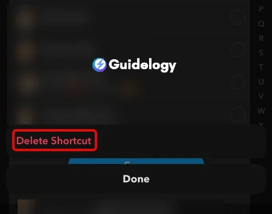 Delete Shortcuts on Snapchat