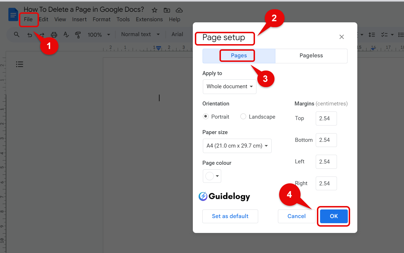 Delete a Page in Google Docs?