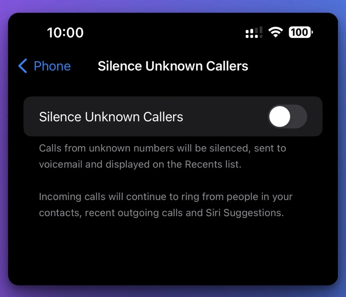 Silence Unknown Callers