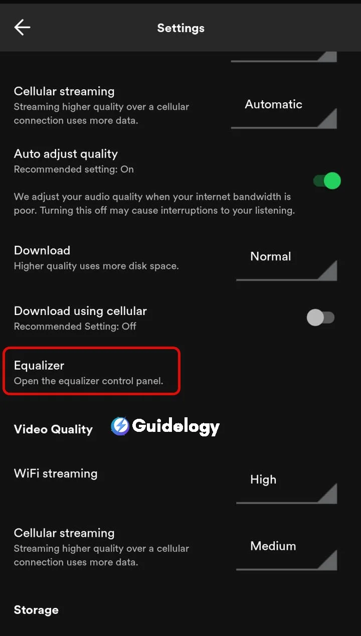 Accessing the Equalizer in Spotify