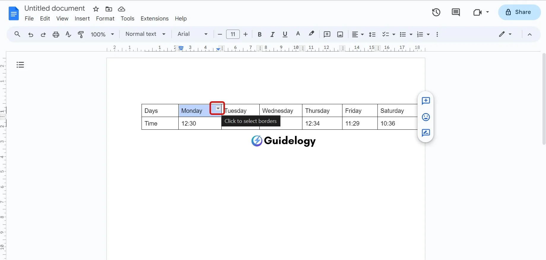 Fill a Table With Color in Google Docs