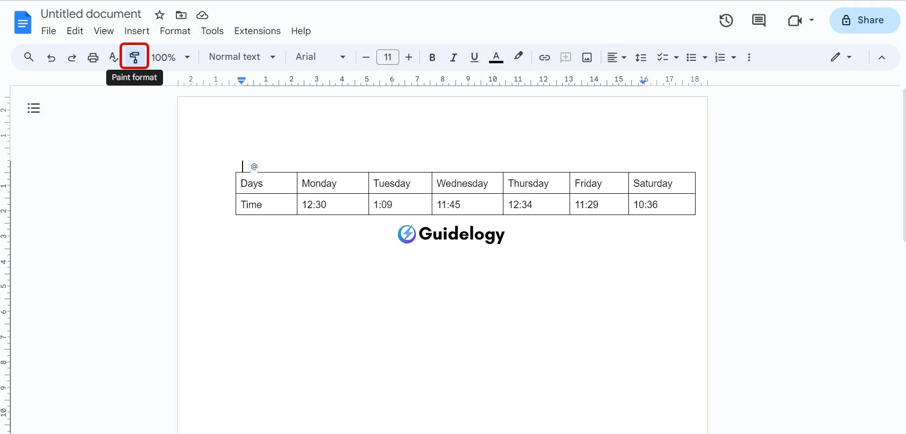 Fill a Table With Color in Google Docs