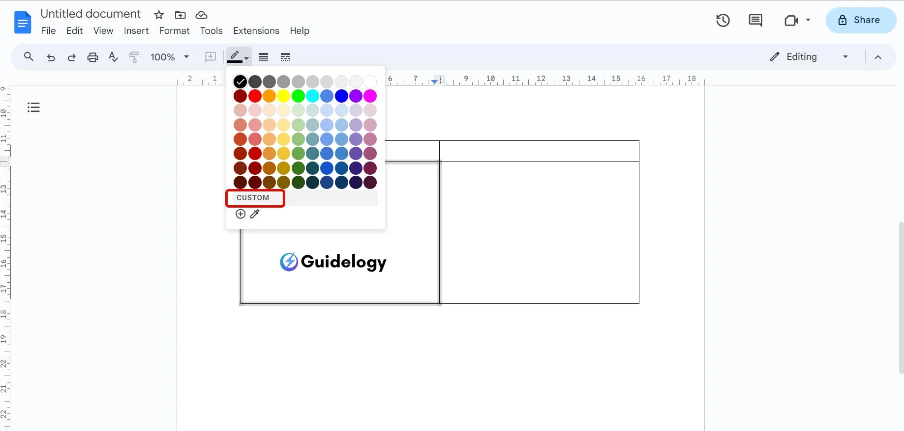 Fill a Table With Color in Google Docs