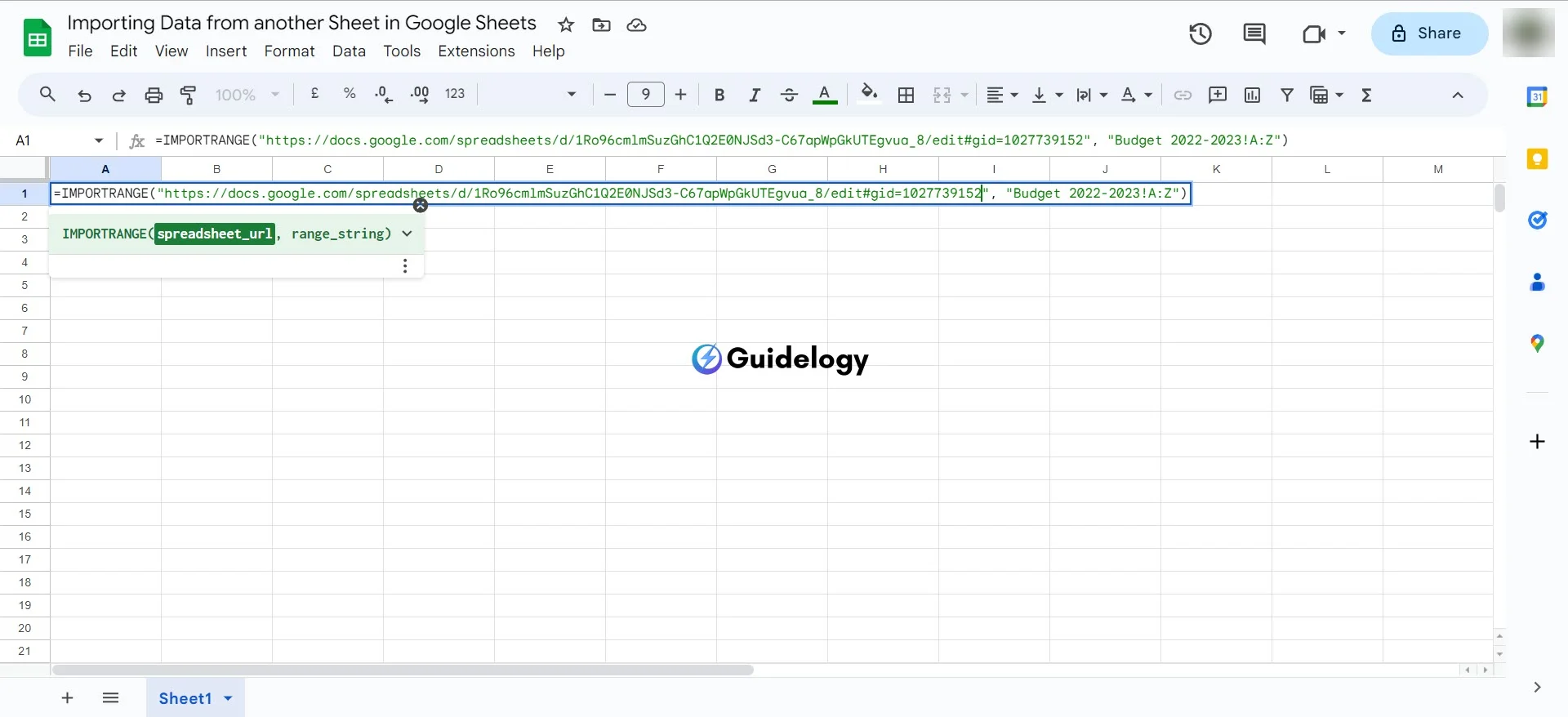 Importing Data from another Sheet in Google Sheets