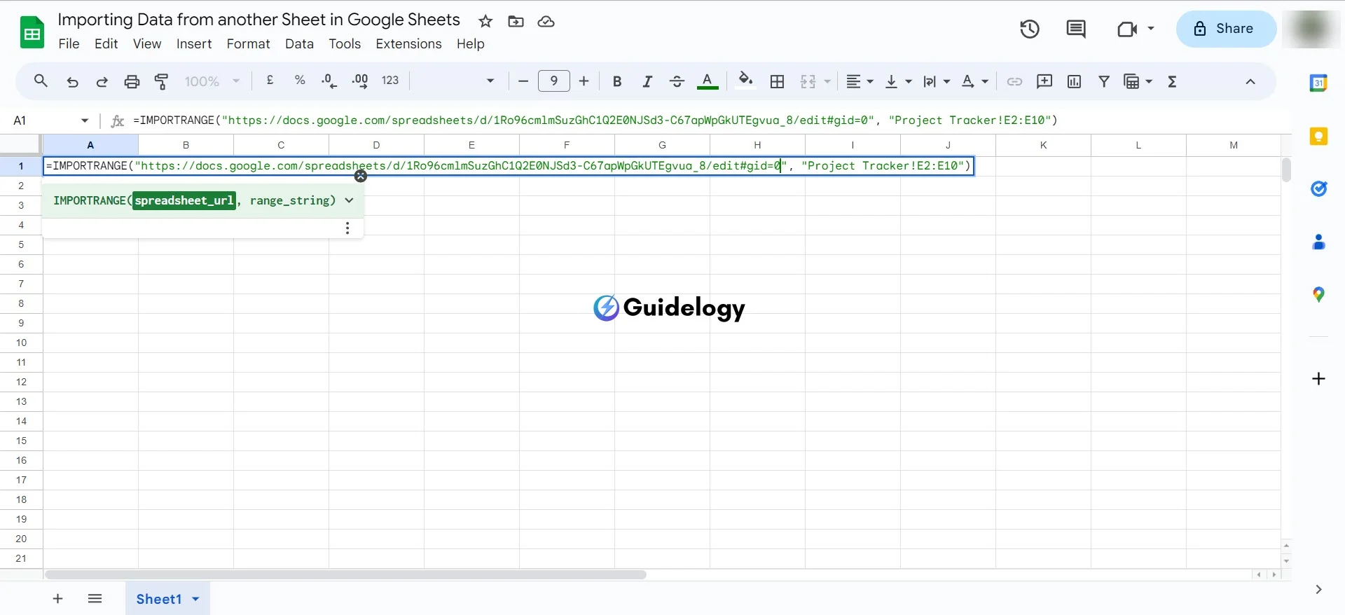 Importing Data from another Sheet in Google Sheets