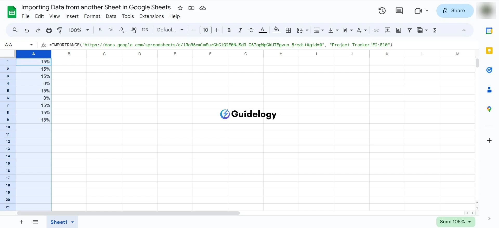 Importing Data from another Sheet in Google Sheets