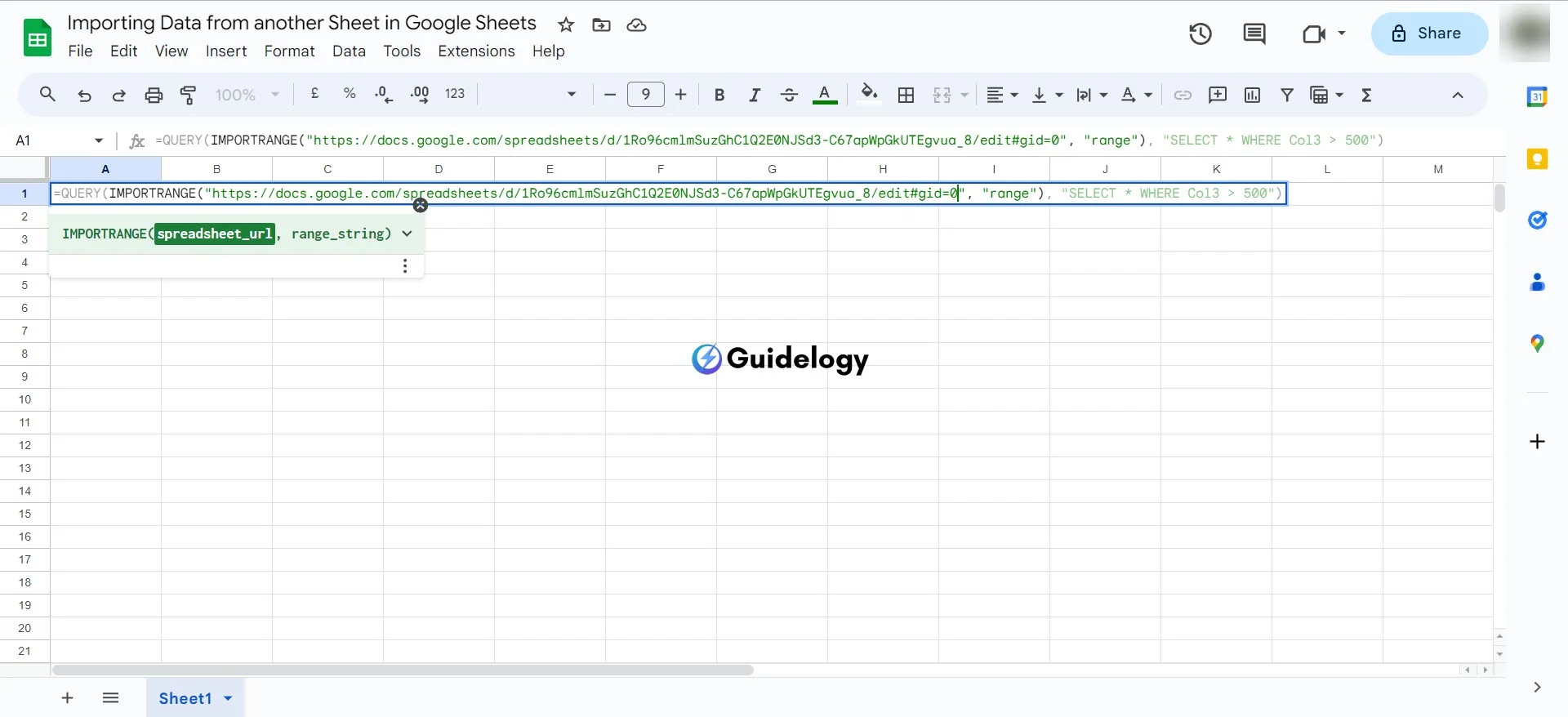 Importing Data from another Sheet in Google Sheets