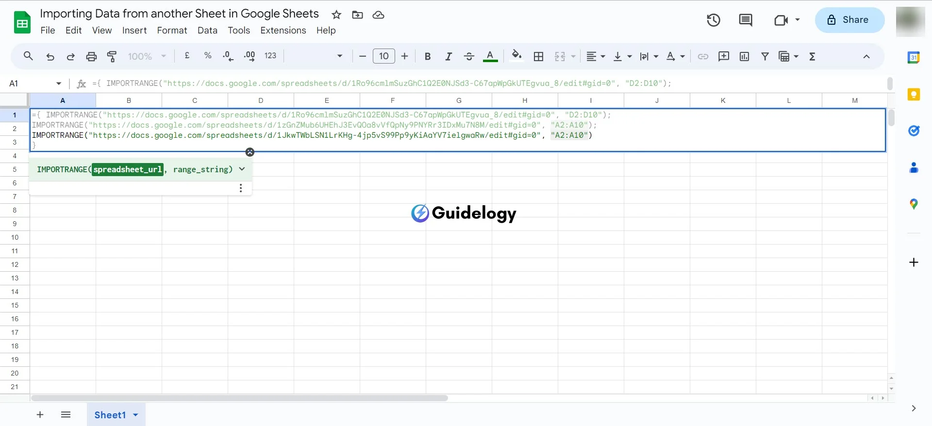 Importing Data from another Sheet in Google Sheets