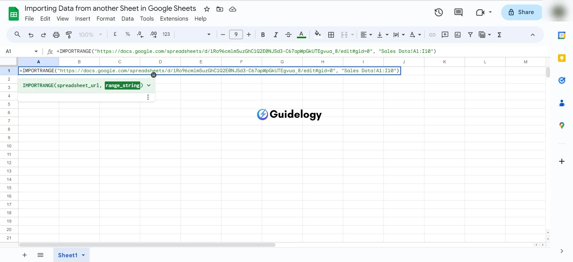 Importing Data from another Sheet in Google Sheets