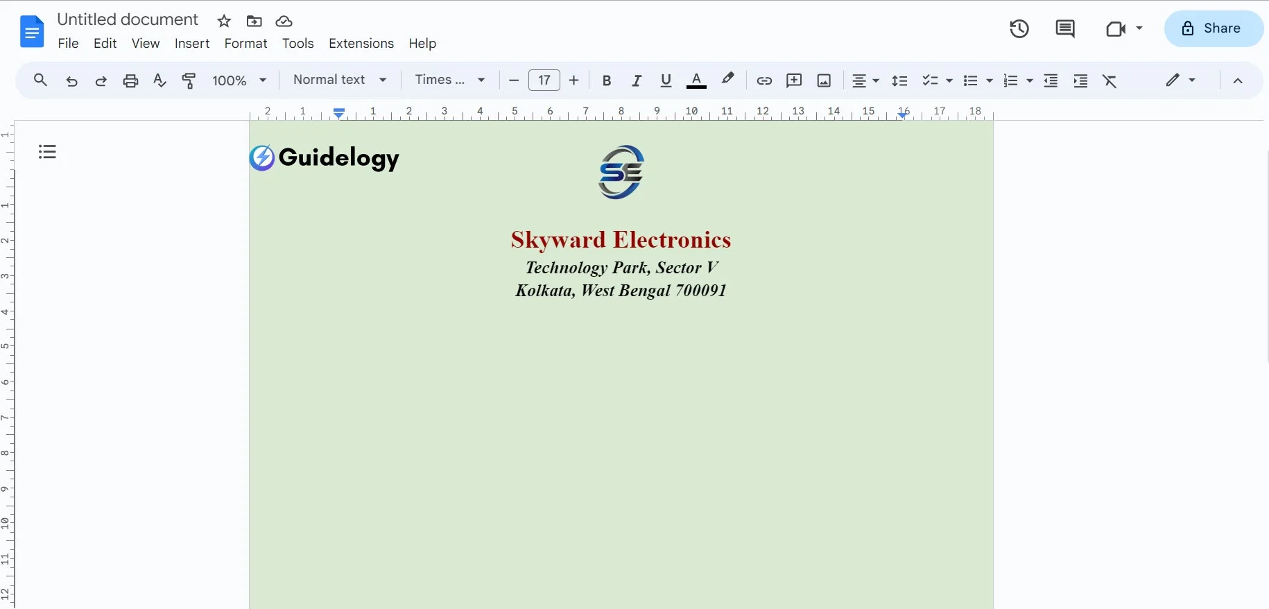 Make a Letterhead in Google Docs