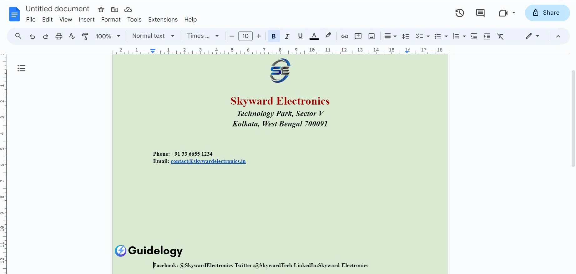 Make a Letterhead in Google Docs