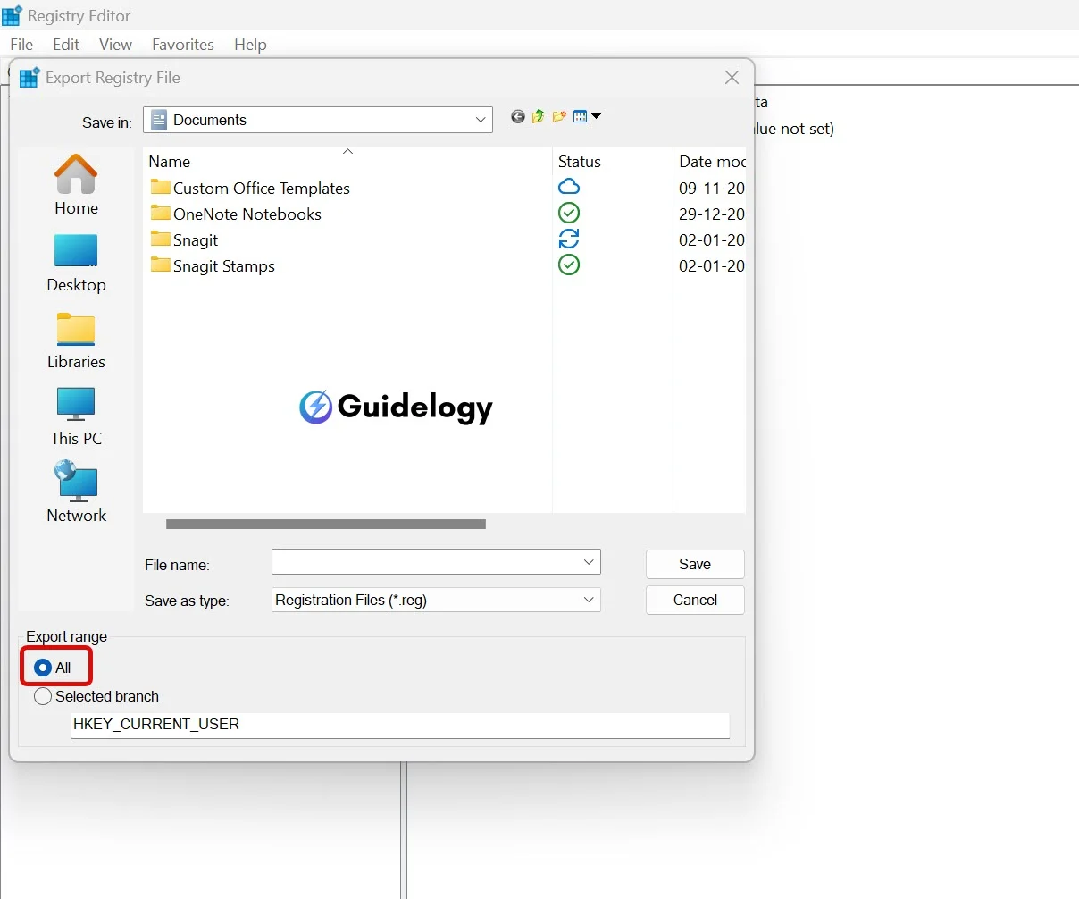 Open Registry Editor in Windows 11